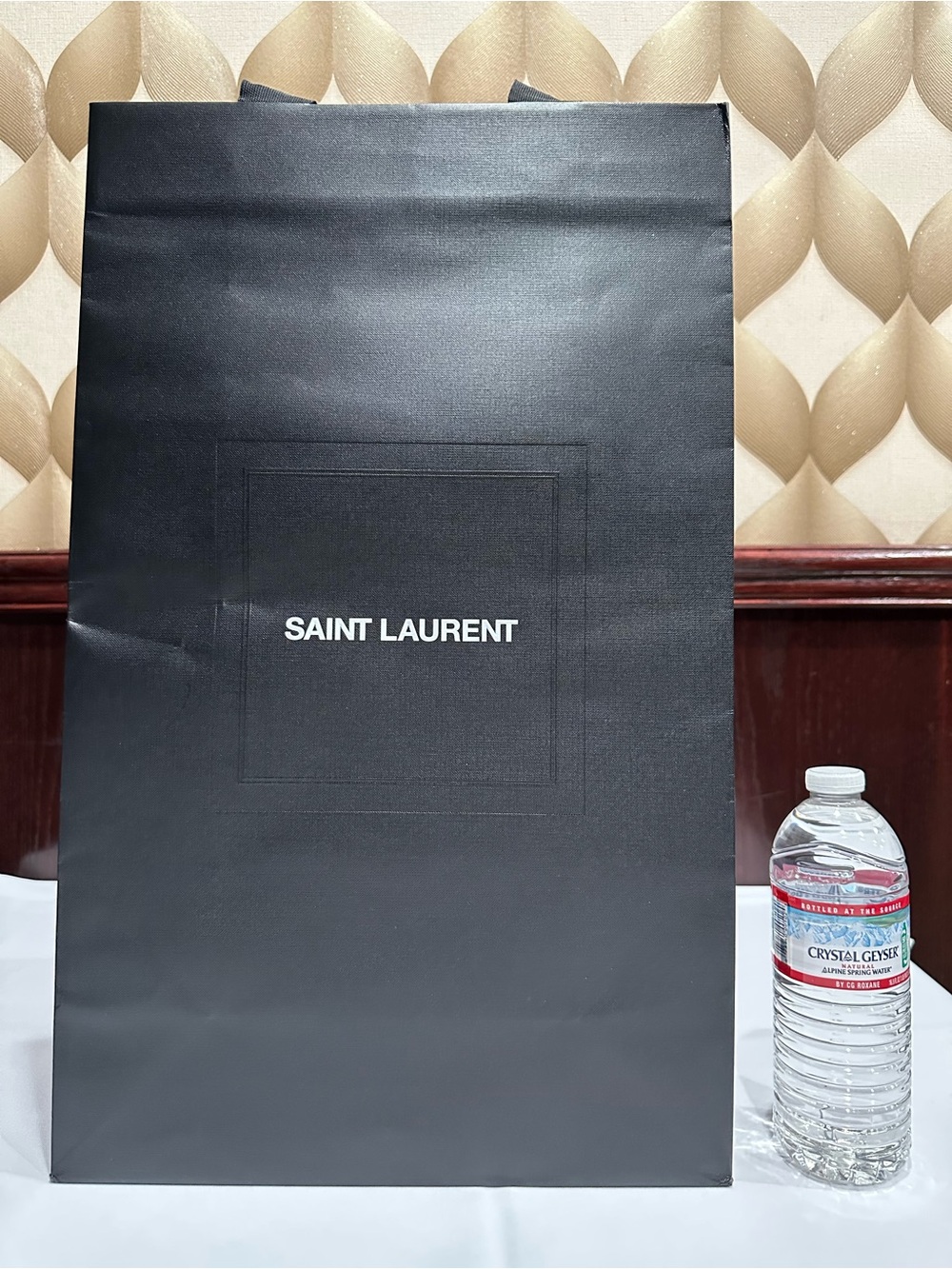 YSL Saint Laurent Black Logo shopping Gift paper bag Tote